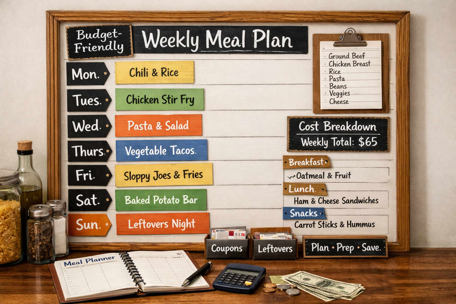 Bütçe dostu haftalık menü planı
